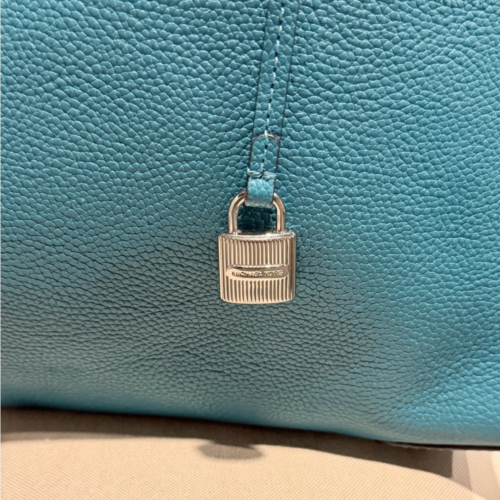 Michael Kors Leather Satchel Teal Turquoise Authentic - Picture 8 of 14